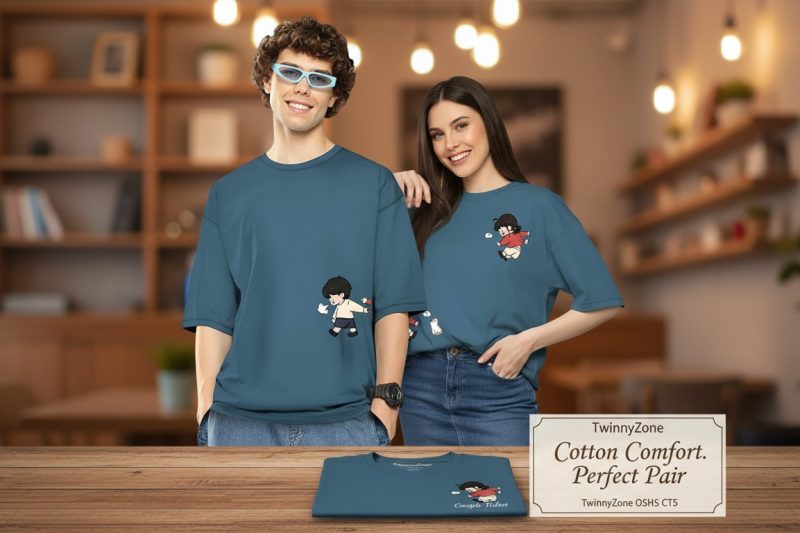 Best Couple T-Shirts Cotton Set of 2 – Trendy Oversized Matching Tees for Men & Women